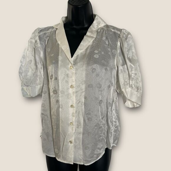 White blouse short sleeves size XS, NWT Retail $228 - Picture 1 of 6